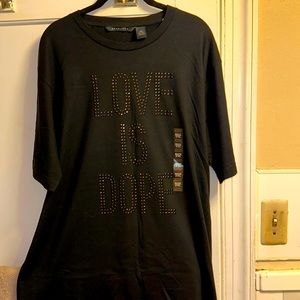 Sean John XXL LOVE IS DOPE Black studded t shirt Brand New !!!!